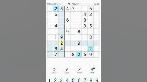 Sudoku puzzle gameplay - daily challenge - 1 may 2020