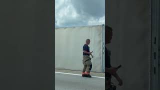 Semi-truck overturns on  I-76 west leaving Akron