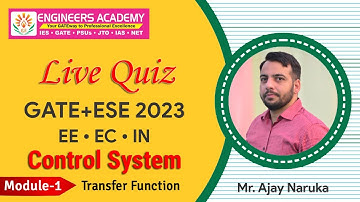Control System | GATE 2023-24 Online Coaching | EE/EC/IN |Free Online Coaching | ESE 2023 |Quiz-1