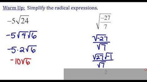 Unit 9 Day 1 Simplify and Multiply Radicals