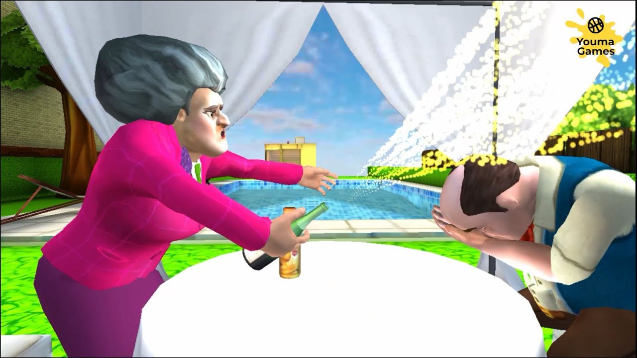 Scary Teacher 3D Poppin Bottle Level Watch Miss T Pull Off an eyeCatching Champagne Shower literally