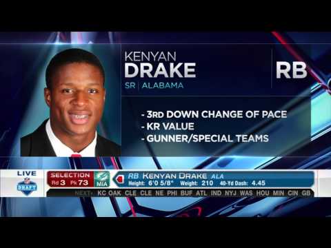 2016 Nfl Draft Rd 3 Pk 73 Miami Dolphins Select Rb Kenyan Drake