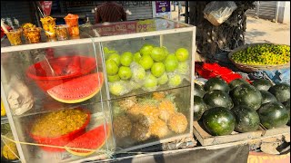 This Man Sells Extremely Testy Fruits Vorta! Fruits Chaat | Street food | Amazing Knife skills🍋🍉🫒🍌💚🔪