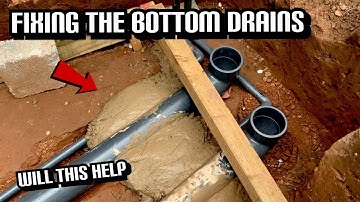 THE NEW KOI POND BOTTOMS DRAINS ARE READY**HOW I SET THEM**WILL THIS HELP** PART#25 NEW POND BULID