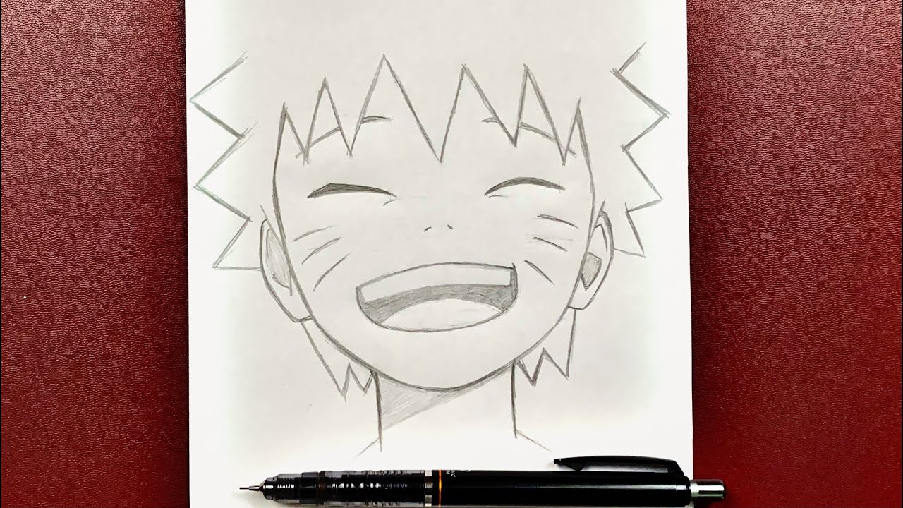 How to draw naruto kid half face step by step