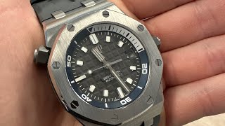 Unboxing: Grey Dial 42mm Audemars Piguet Royal Oak Offshore Diver in Stainless Steel.