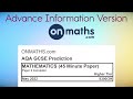 Advance Information AQA Paper 2 Calculator Predicted Maths GCSE May 2022 8300/2H (45 Min Paper A)