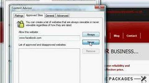 Restricting internet sites - Internet Explorer 7