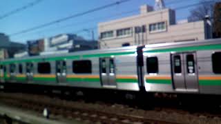 E233系3000番台宮ヤマU627編成+E231系1000番台宮ヤマU115編成湘南新宿ライン高田馬場駅通過
