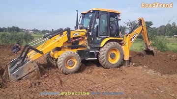JCB BACKHOE COLLECTING MUD- JCB BACKHOE PULLING OUT TREE ROOT-AMAZING VIDEO.