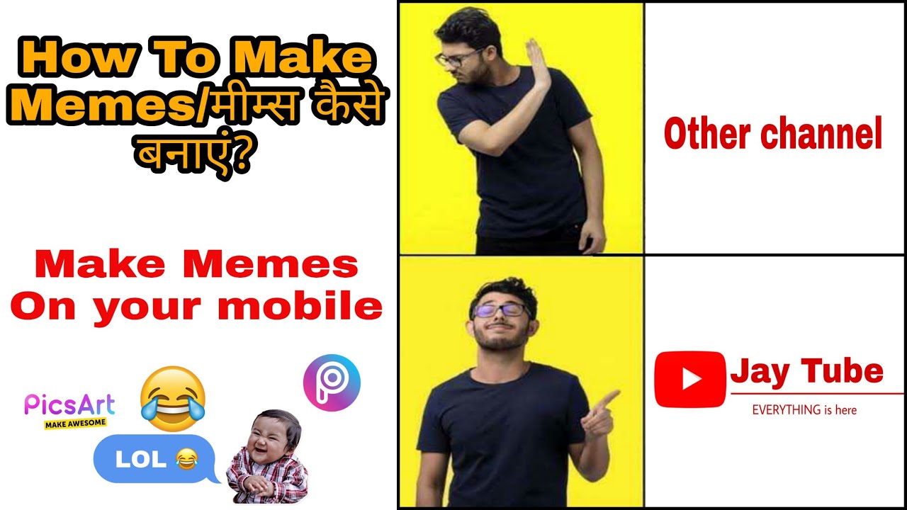 How to make memes on Mobile easily  memes kaise banaye? Hindi tutorial(create  memes by PicsArt app) 