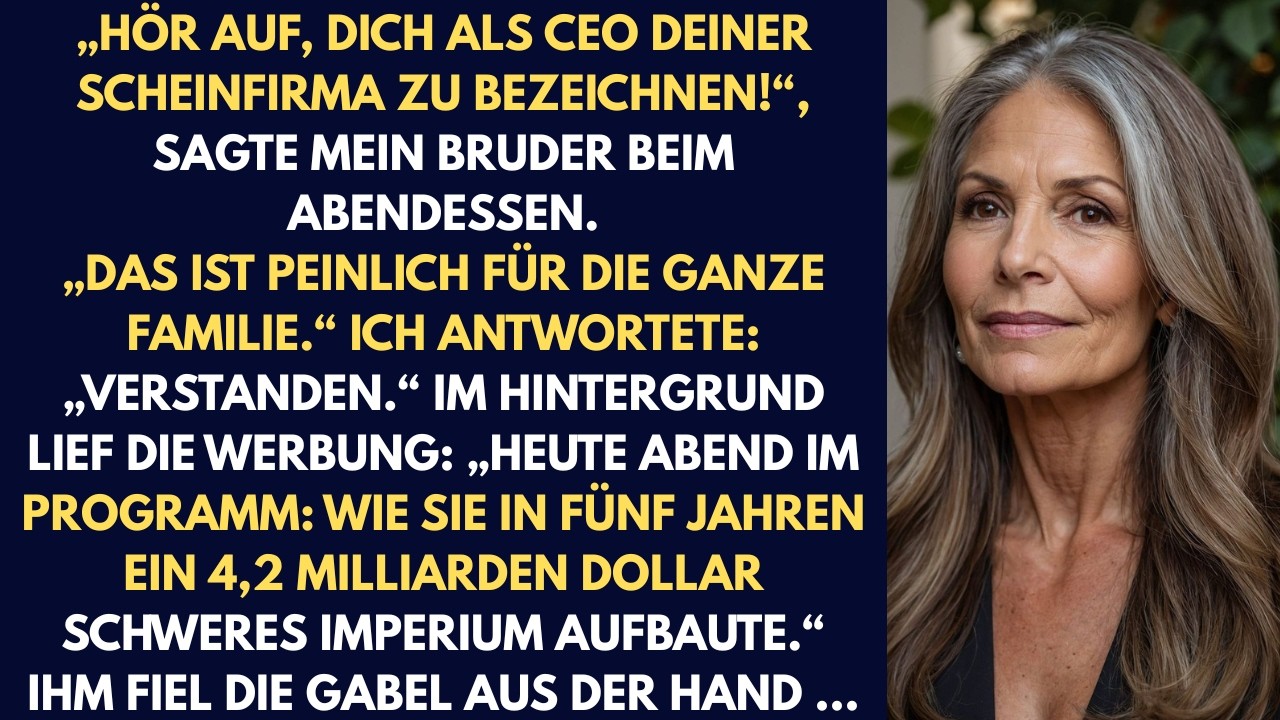 Beim Familienessen lachte mein Bruder und sagte: „Hör auf, dich selbst als CEO deiner Scheinfirma zu