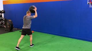 Split Stance Double Clutch Overhead Med Ball Throw to Wall