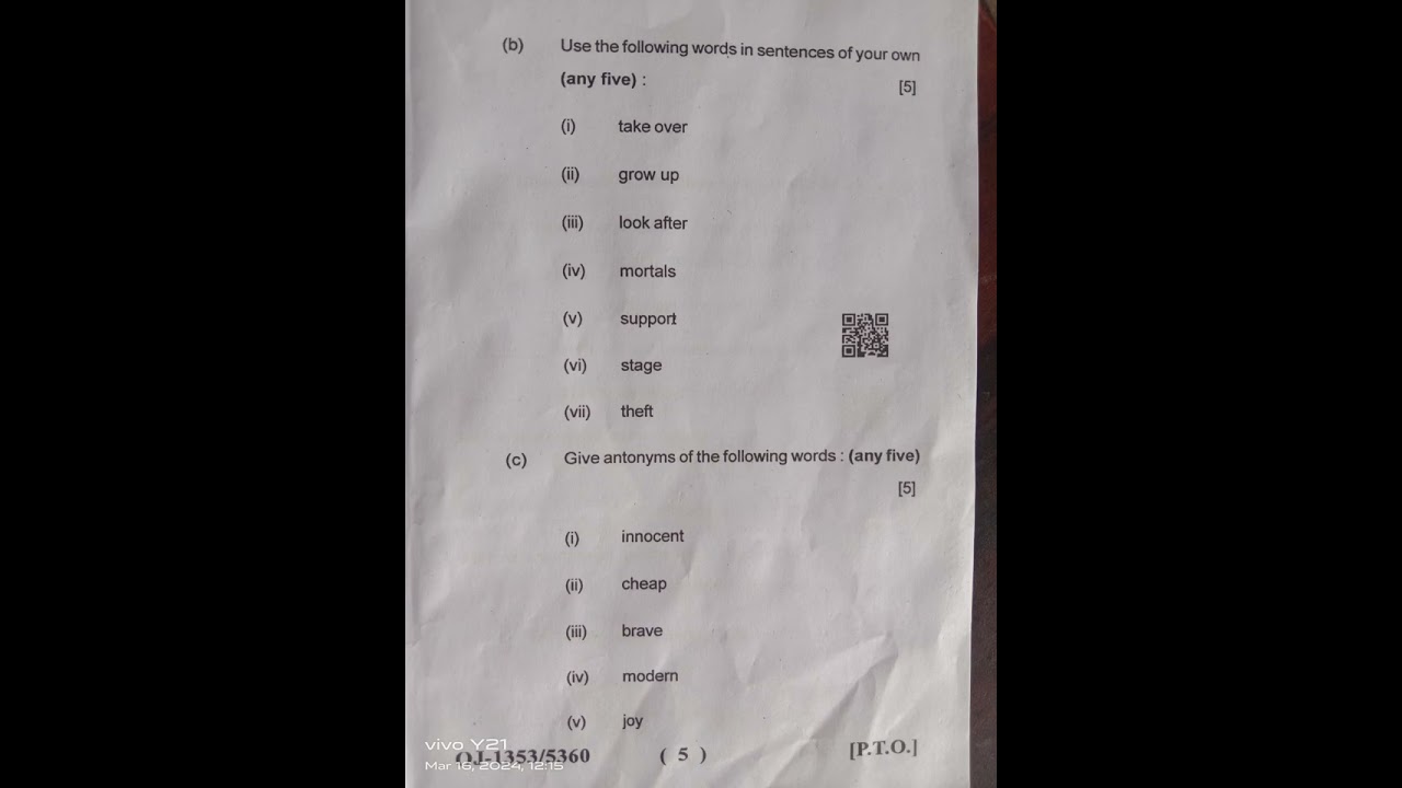 Bastar University bsc lll English question paper 2024