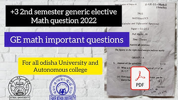 +3 2nd semester generic elective (GE) mathematics question/generic elective math important questions