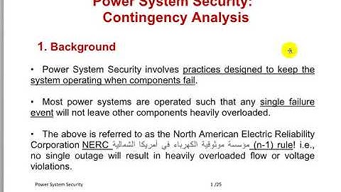 Power System Security   Contingency Analysis Part 1