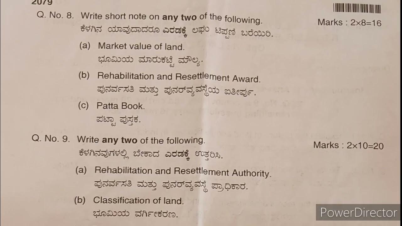 Land law Question Paper 2022 ksluKarnataka State Law University Hubli