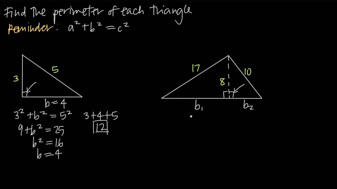 finding perimeter using the pythagorean theorem (KristaKingMath) - YouTube