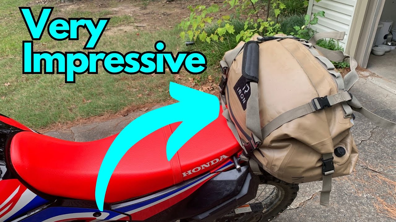 IRON JIA'S Motorcycle Dry Bag - 50L Waterproof Roll-Top Duffle Tail Bag With Shoulder Straps, Carbon Fiber