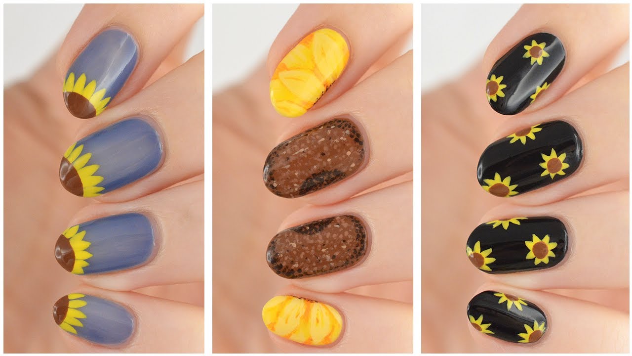 Sunflower Nail Art - YouTube