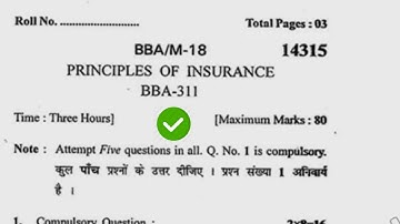 2018 Kuk BBA 6th Sem Principles of Insurance Question Paper