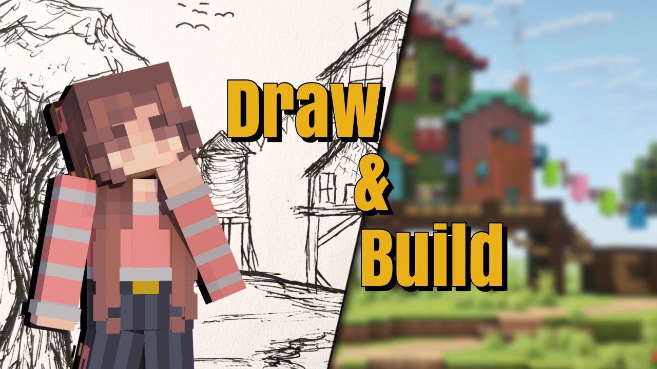 Recreating My Friend's ART In MINECRAFT! | Draw & Build Challenge - YouTube