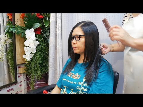 slide V shape Long Hair cut สไลด์ผมยาวเป็นรูปตัววี