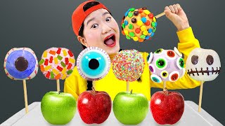 How to Make Colorful Chocolate Apples! 코미의 직접 만든 초콜렛 사과 탕후루 먹방!  Mukbang Comy Vlog [코미 브이로그]