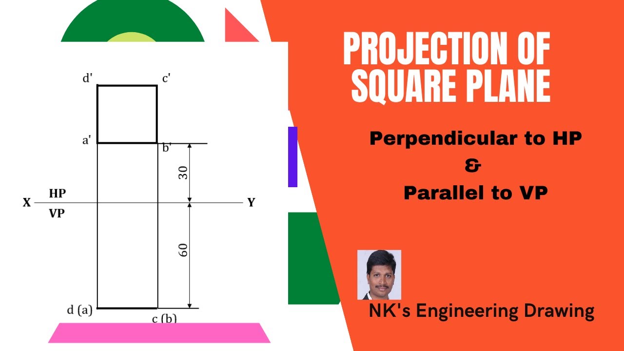 Projection of Square Plane Parallel to VP and Perpendicular to HP - YouTube