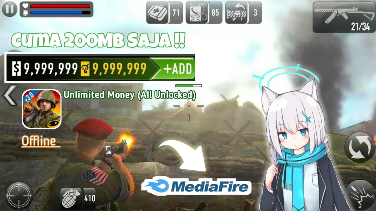 Cuma 200 MB!! FRONTLINE COMMANDO DDAY (Mod Unlimited Money) Android
