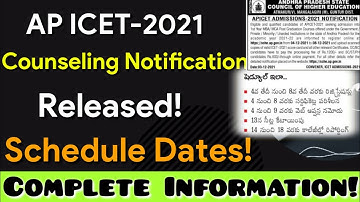 AP Icet Counselling Notification Released | Ap Icet Counselling Dates 2021 | Important  Details