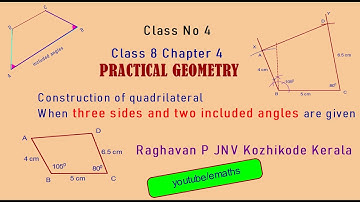 Class 8 Chapter 4 class No 4 PRACTICAL GEOMETRY Construction when 3 sides and 2 included angles