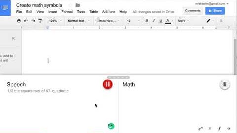 EquatIO voice typing math symbols into a Google Doc