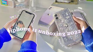 iphone 11 unboxing in 2022 + cases &amp; set up | purple ✨