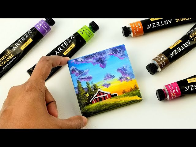 acrylic painting on mini canvas, 2 × 2, me, 2022 : r/painting