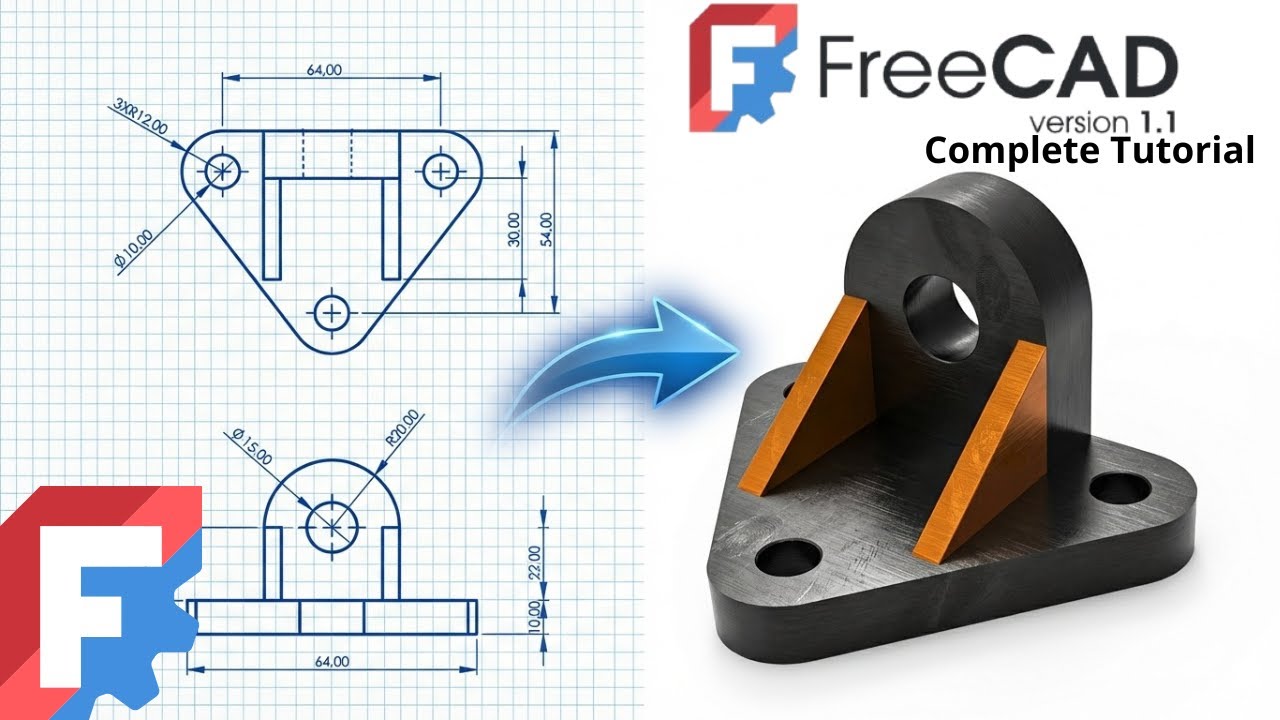 FreeCAD - Complete Beginner Tutorial Step by Step Exercise 31 - YouTube