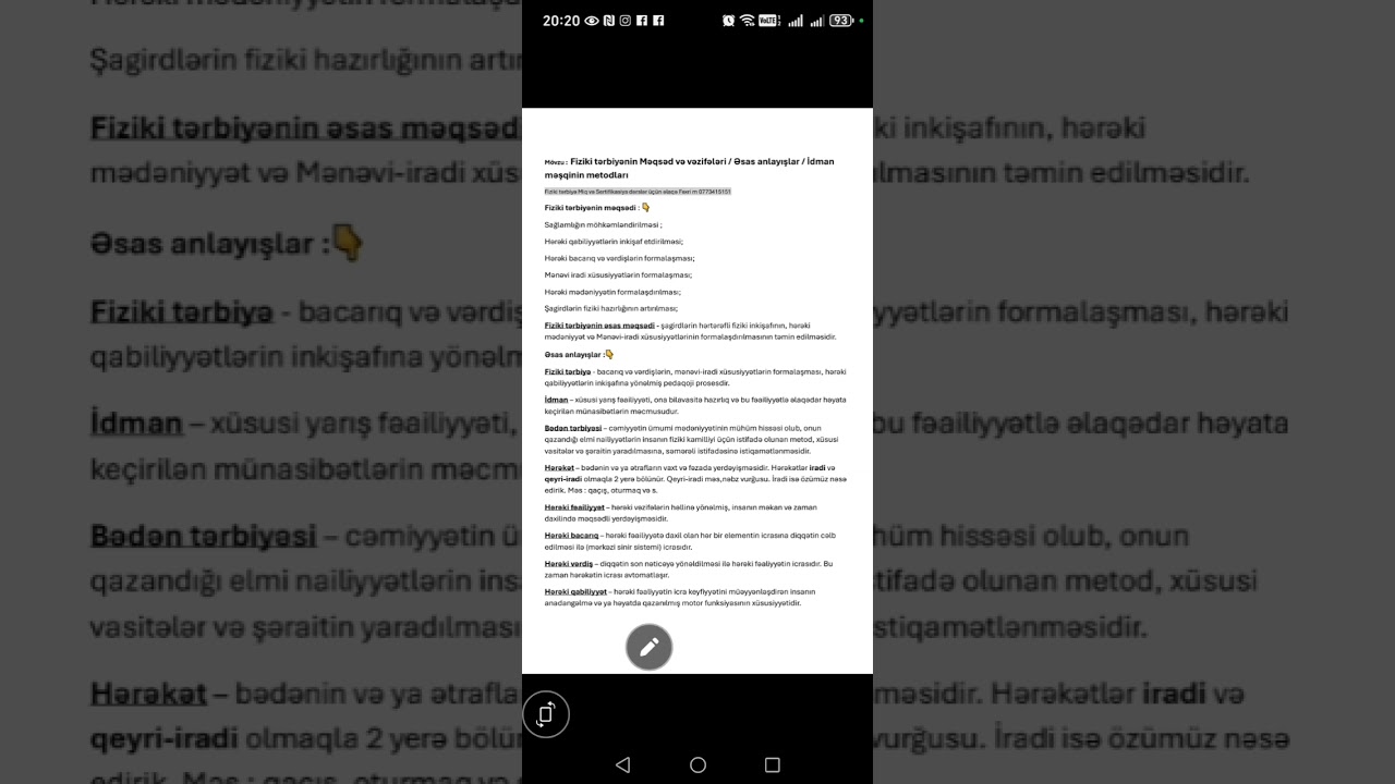 Fiziki tərbiyənin Məqsəd və vəzifələri / İdman məşqinin Metodları 