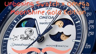 Omega x Swatch Mission to Earthphase Moonshine Gold Snoopy Edition Unboxing