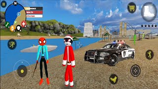 Santa Claus Stickman Flying Rope Hero GraviGun Challenge Mission Game - Android GamePlay screenshot 5