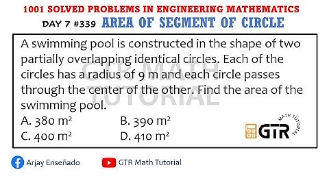 AREA OF SEGMENT OF CIRCLE | 1001 SOLVED PROBLEMS IN ENGINEERING MATHEMATICS | DAY 7 #339