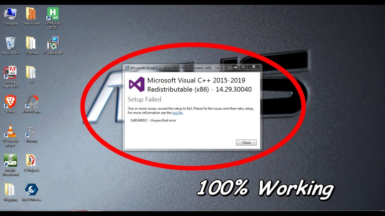ลง microsoft visual c++ 2015 ไม่ได้  2022 New  How To Fix Microsoft Visual C++ 2015 Redistributable Setup Failed error 0x80240017 #cruntimeerrorfix