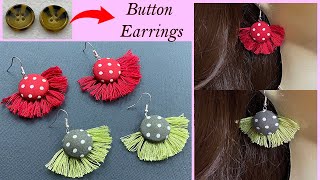 Beautiful Fabric Covered Button Earrings | Tassel Earrings | Charm Earrings | Brincos | कान की बाली