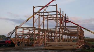 Amish Rebuild 100 Year Old Collapsed Barn - Start to Finish Time Lapse Video of Barn Raising