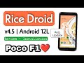 riceDroid v4.5 Android 12.1/12L For Poco F1. Detail Review &amp; Installation On Poco F1