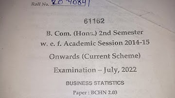 b.com (hons) 2nd sem business statistics question paper
