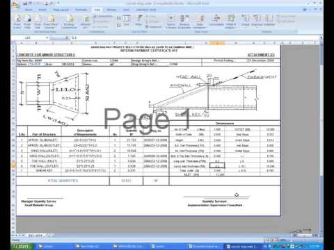 4 culverts concrete quantities for wing wall with box culverts مهندس اشرف غنيم