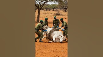 The Cow Trapped by Python, shocking Moment!