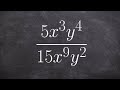 Simplify rational expression using the rules of exponents