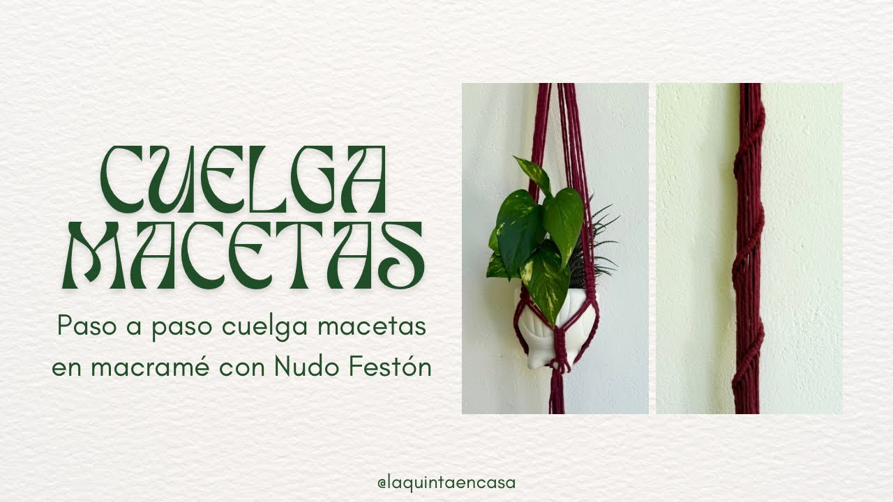 Cuelga macetas de macramé FACIL🪴🧶 - espiral de Nudo Festón