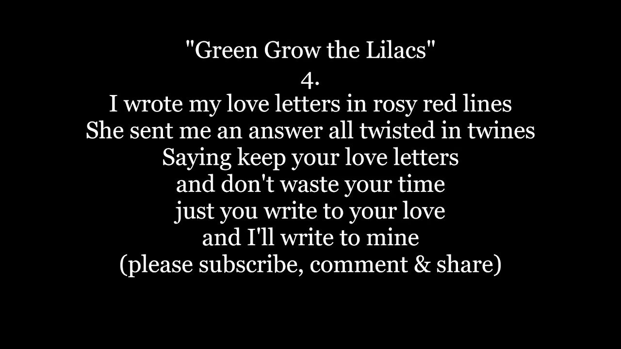 GREEN GROW THE LILACS Folk Lyrics Words Text Trending Sing Along Song 